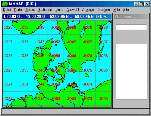 QTH-Locator Karte mit Grofeldern