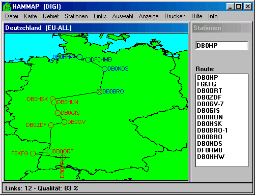 Route zwischen DB0HP und DB0HHW Route zwischen DB0HP und DB0HHW