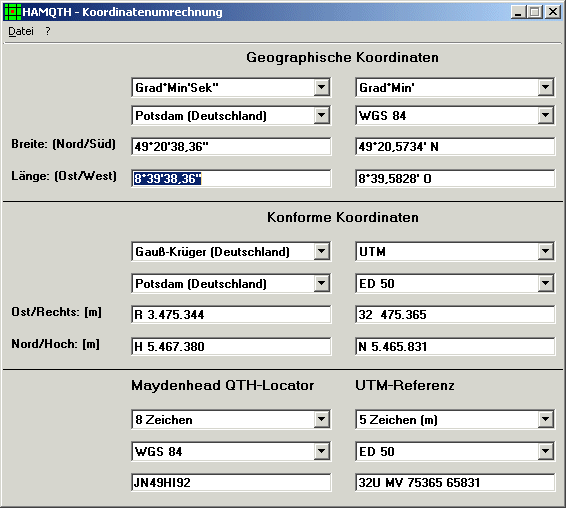 Koordinatenumrechnung mit HAMQTH